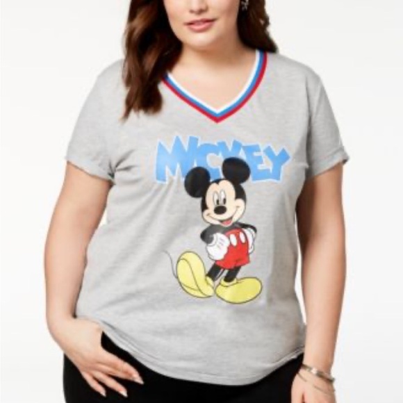 NWT DISNEY Mickey Mouse V-Neck Tee - Picture 1 of 11